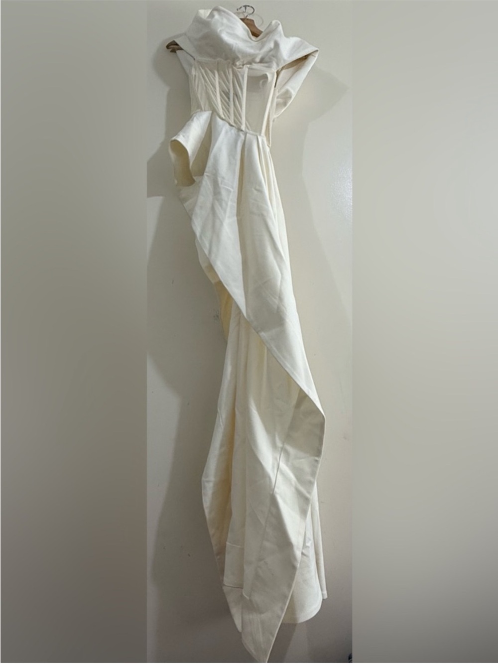 NBD Sculpted Off-Shoulder Corset Gown in Ivory Cream